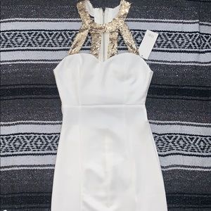 Gold glitter, Halter top mini dress